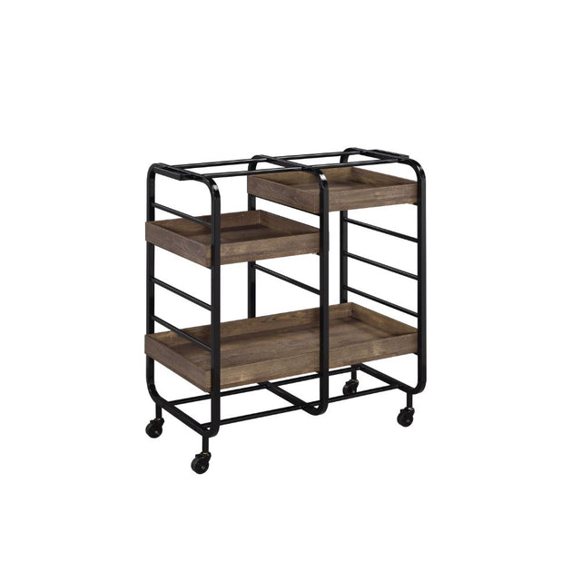 Acme - Vorrik Serving Cart 98410 Black & Walnut Finish