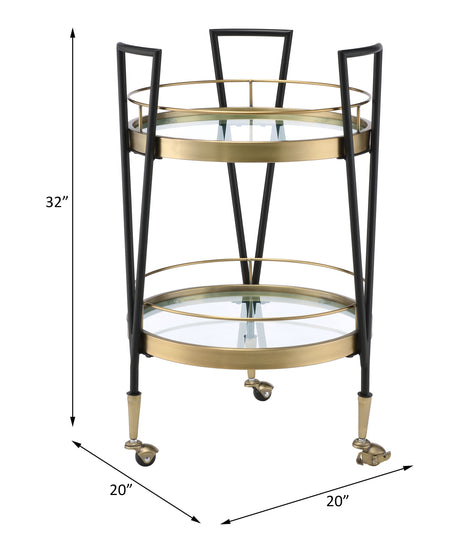 Acme - Vries Serving Cart 98415 Black & Gold Finish