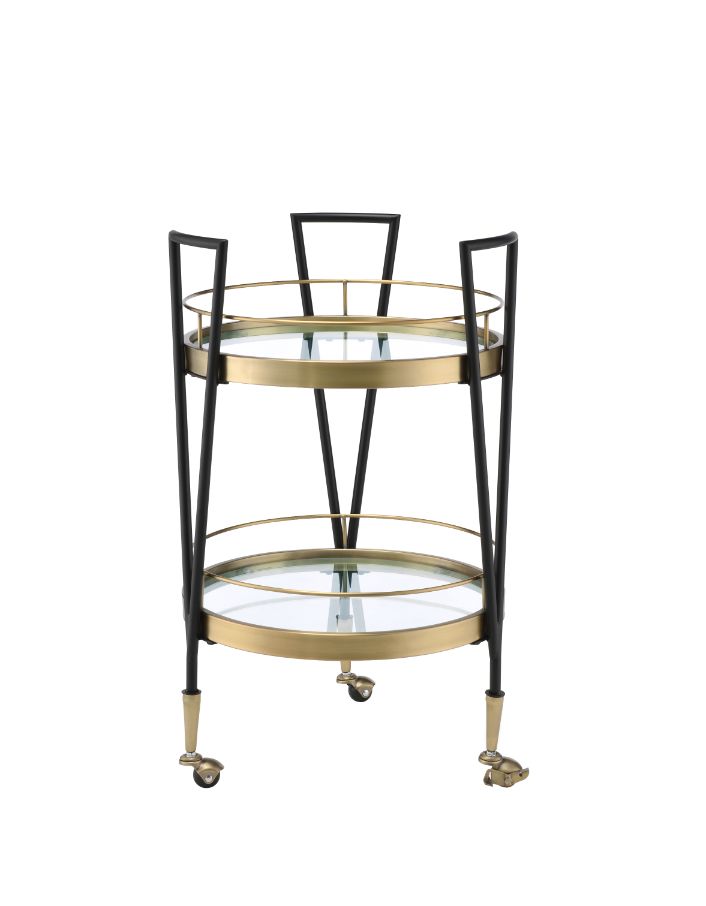 Acme - Vries Serving Cart 98415 Black & Gold Finish