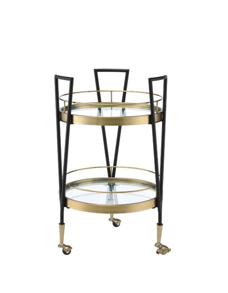 Acme - Vries Serving Cart 98415 Black & Gold Finish