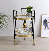 Acme - Vries Serving Cart 98415 Black & Gold Finish