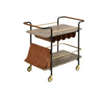 Acme - Naude Serving Cart 98417 Natural, Gold & Black Finish