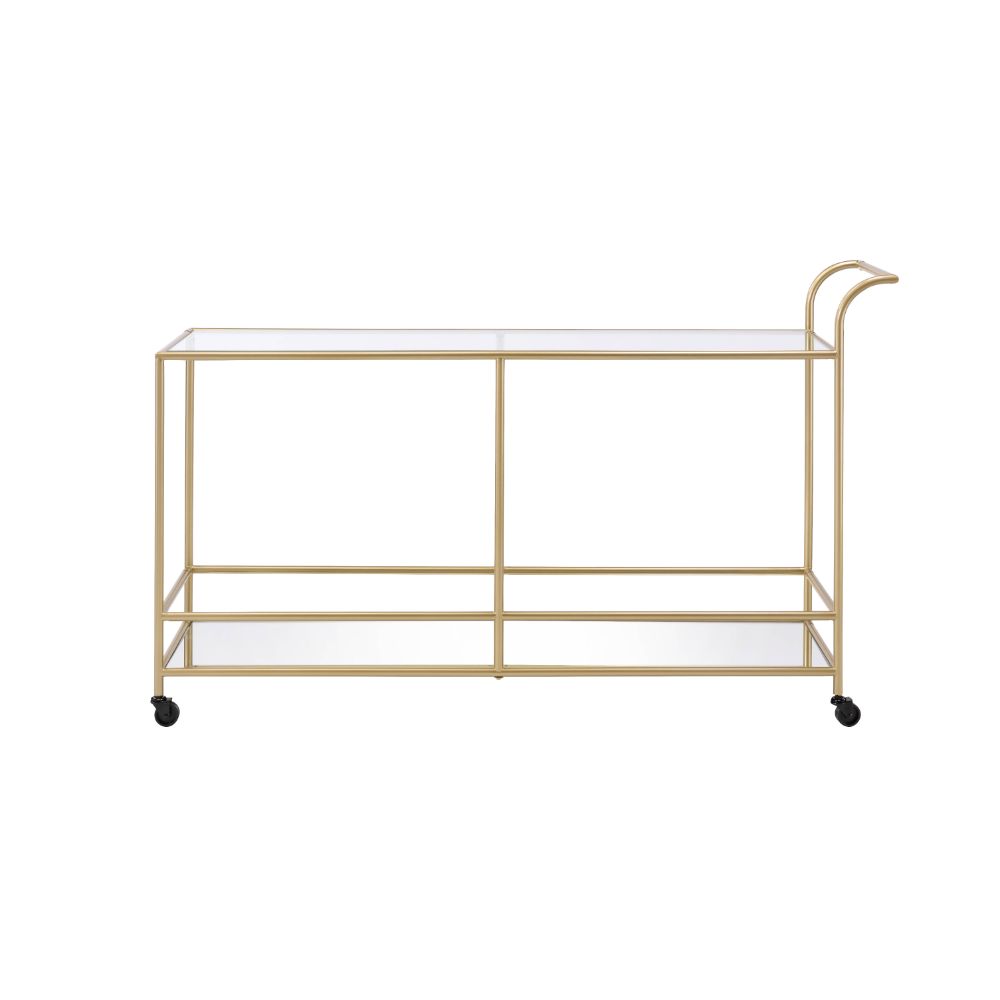 Acme - Kenda Serving Cart 98425 Clear Glass, Mirrored & Gold Finish