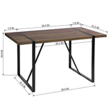 55.1"W x 31.5"D x 29.9"H Industrial Rectangular Dining Table, Walnut & Black - Home Elegance USA