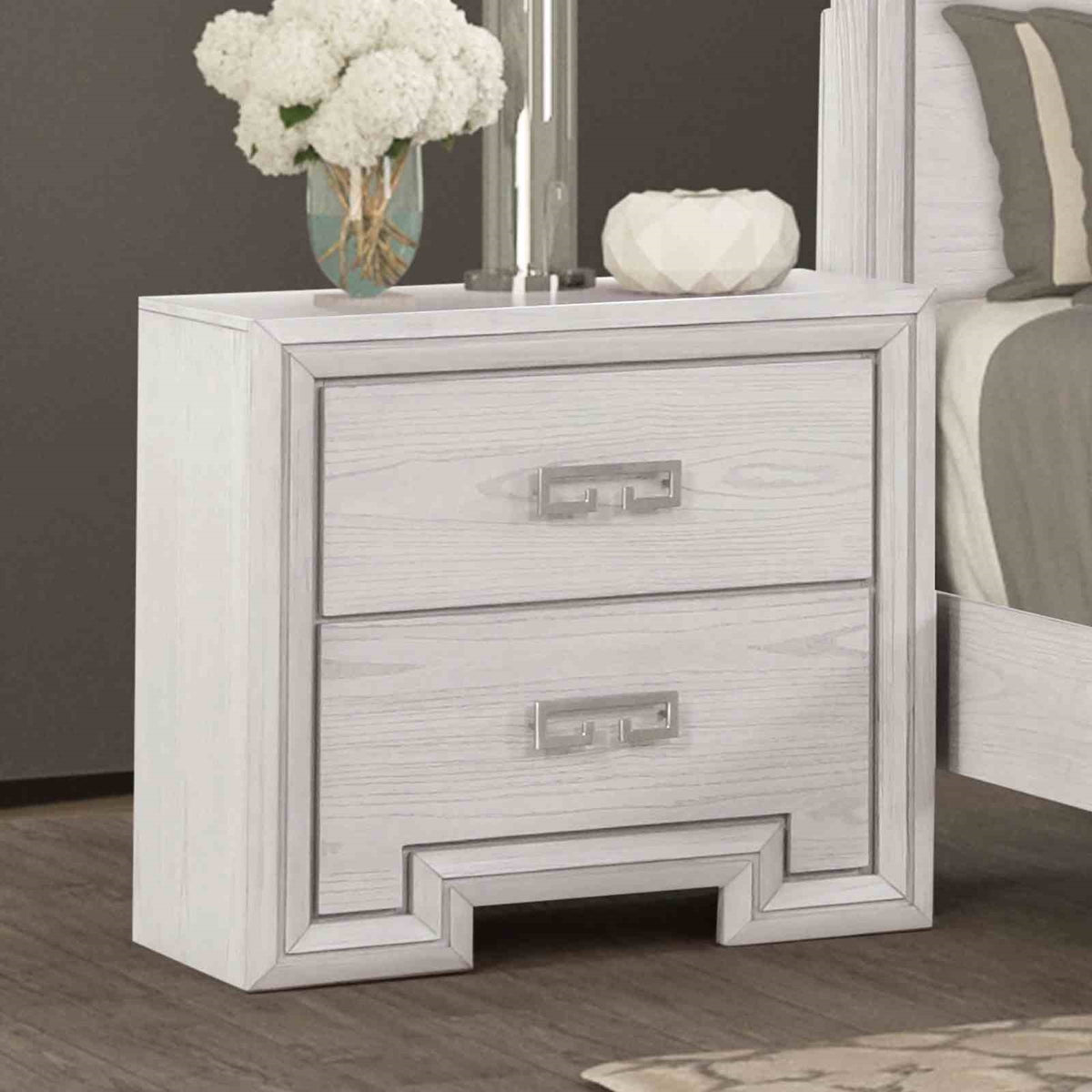 Transitional Style 1pc Nightstand USB Port Metal Handle – Home Elegance USA