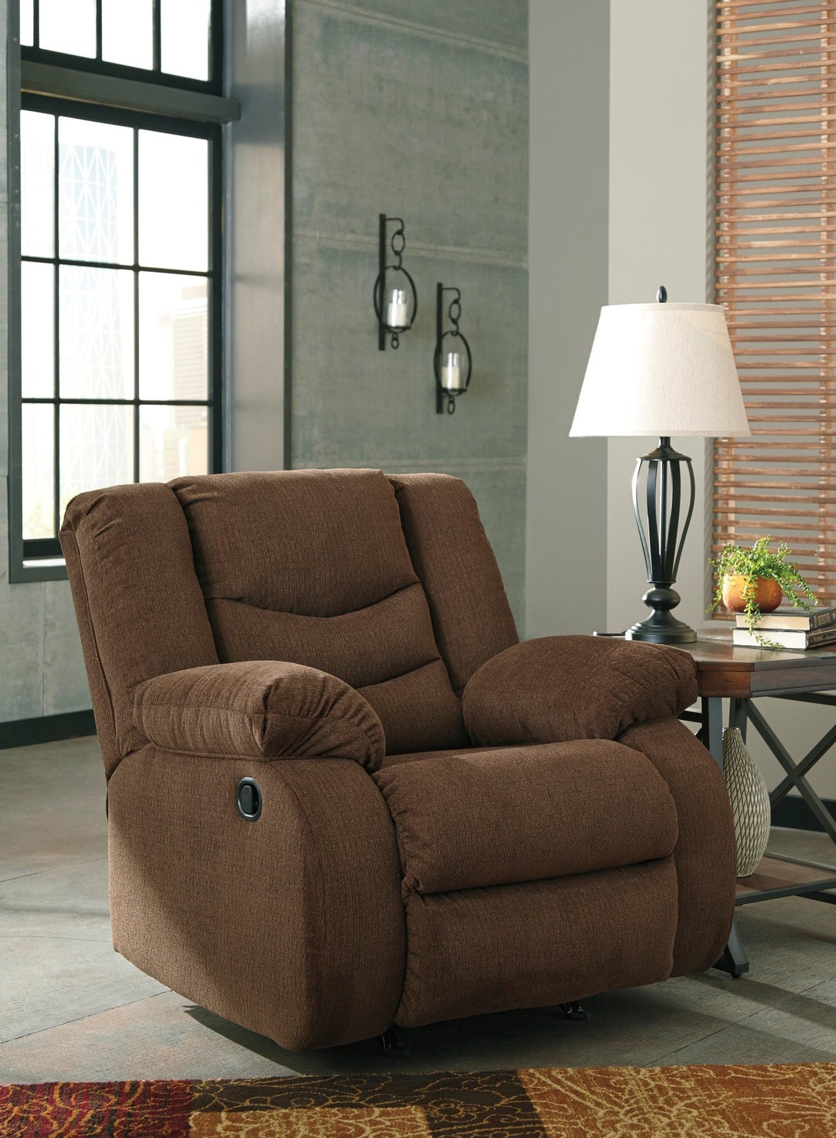 Ashley Chocolate Tulen Rocker Recliner - Chenille | Home Elegance USA