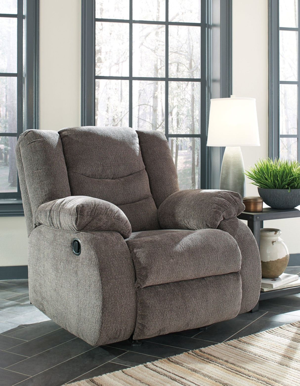 Ashley Gray Tulen Rocker Recliner - Chenille | Home Elegance USA