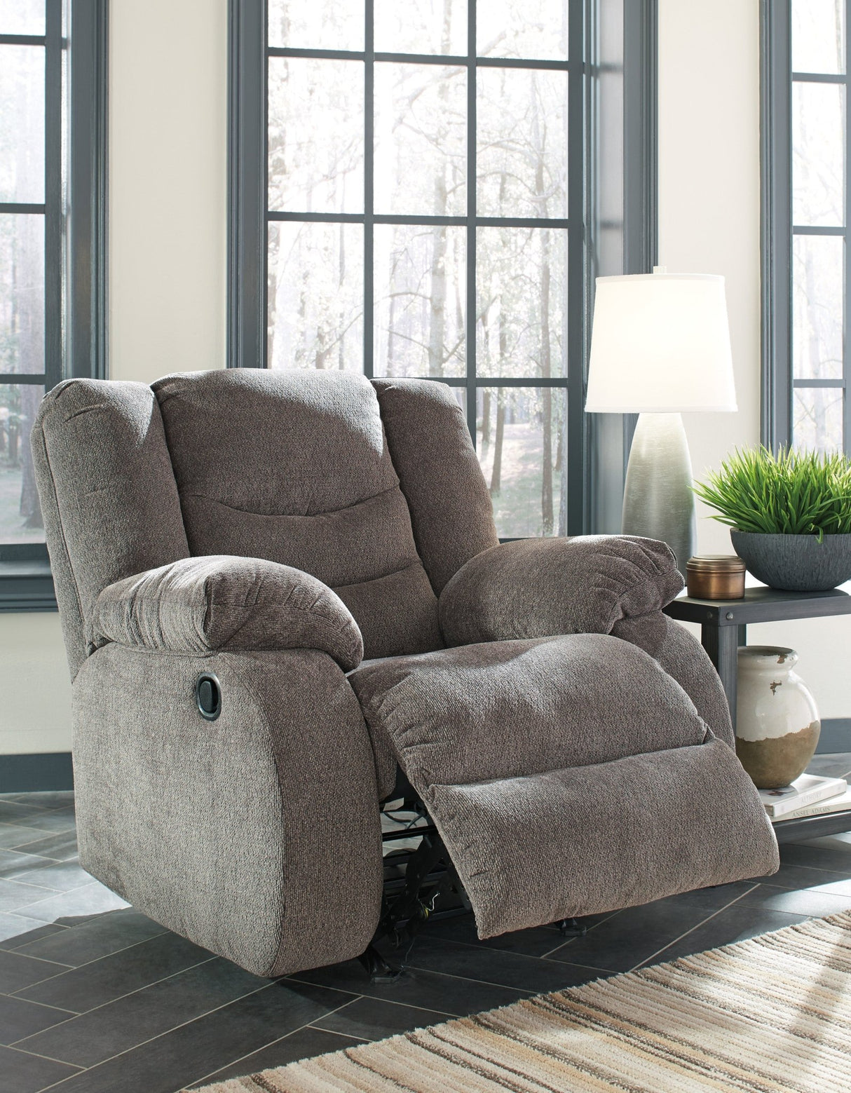 Ashley Gray Tulen Rocker Recliner - Chenille | Home Elegance USA