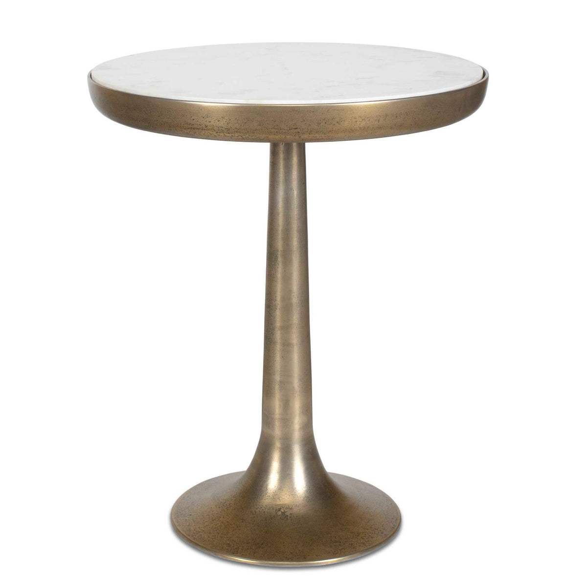 Gianno Round Marble Side Table Brass / White - Gold / White by Uttermost - View 1