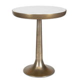 Gianno Round Marble Side Table Brass / White - Gold / White by Uttermost - View 1