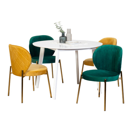 Amoa Contemporary 5-Piece Dining Set, White Round Dining Table with 4 Chairs - sold by Home Elegance USA
