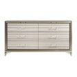 Modern STAR White Dresser with Sleek Design and Polished Chrome Accents in Solid Wood and MDF