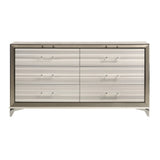 Modern STAR White Dresser with Sleek Design and Polished Chrome Accents in Solid Wood and MDF