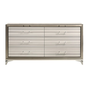 Modern STAR White Dresser with Sleek Design and Polished Chrome Accents in Solid Wood and MDF