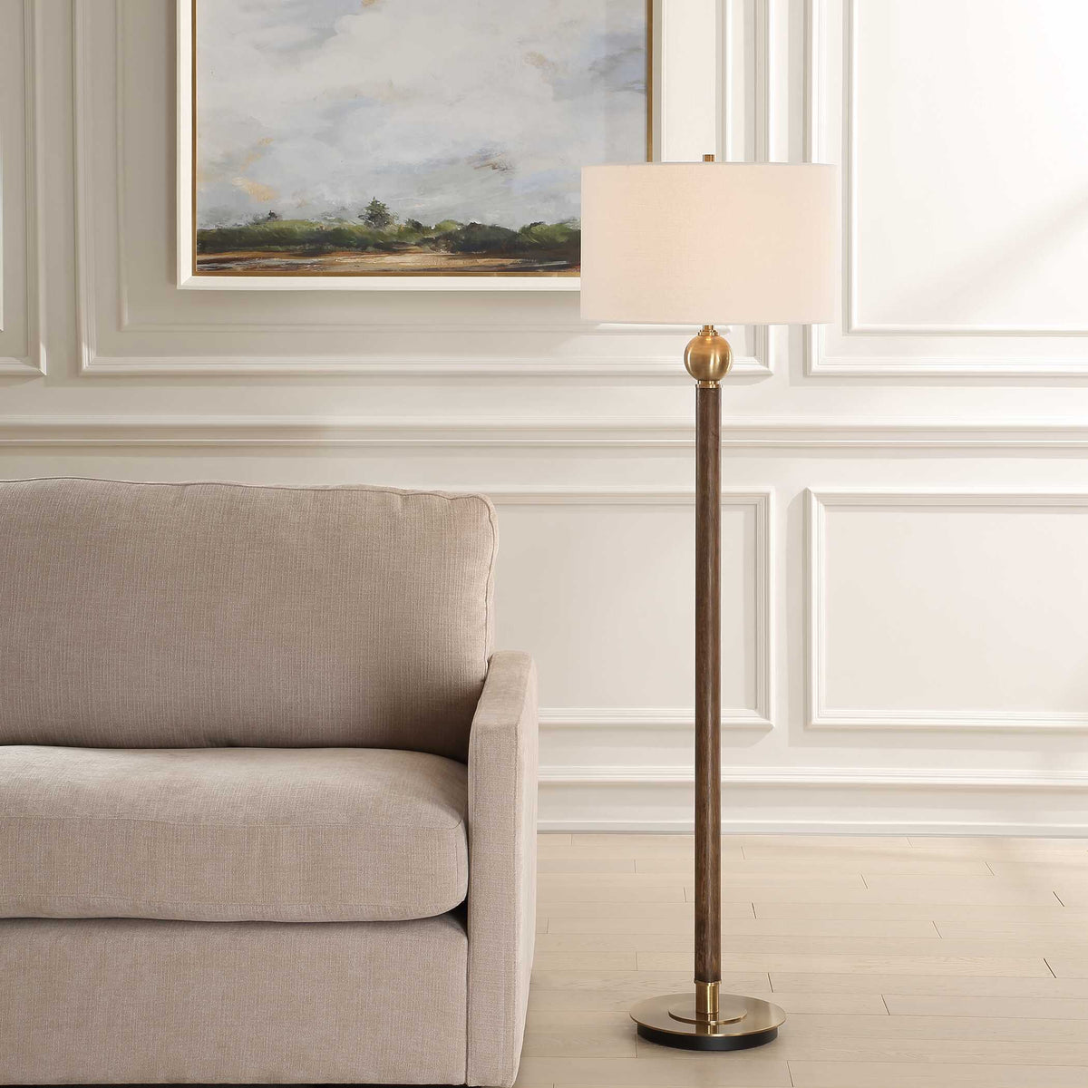 Keros Floor Lamp Dark Oak - Dark Brown by Uttermost - View 2