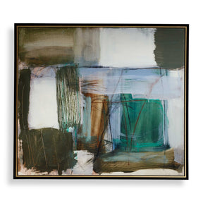 Green Fields Framed Abstract Canvas - Blue / Green by Uttermost - View 1