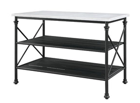Brahm Kitchen Island 98943 White Marble Top & Gray Finish | Acme | Home Elegance USA