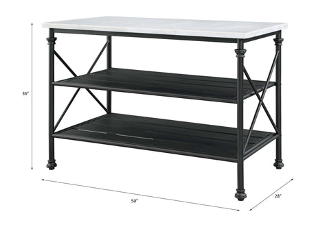 Brahm Kitchen Island 98943 White Marble Top & Gray Finish | Acme | Home Elegance USA
