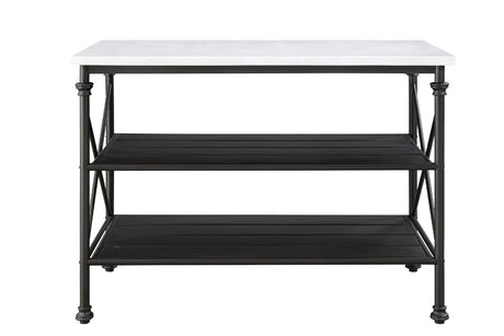 Brahm Kitchen Island 98943 White Marble Top & Gray Finish | Acme | Home Elegance USA