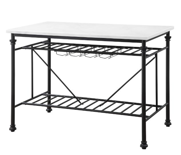 Acme - Mera Kitchen Island 98944 White Marble Top & Gray Finish