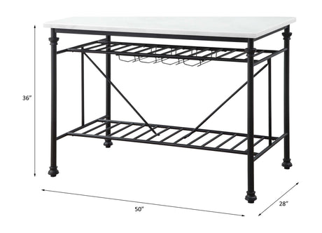 Acme - Mera Kitchen Island 98944 White Marble Top & Gray Finish