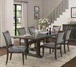 Classic Dining Furniture 7pc Set Extendable Dining Table and 6x Side Chairs Driftwood Brown Finish Durable Wooden