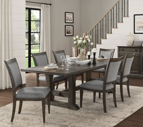 Classic Dining Furniture 7pc Set Extendable Dining Table and 6x Side Chairs Driftwood Brown Finish Durable Wooden