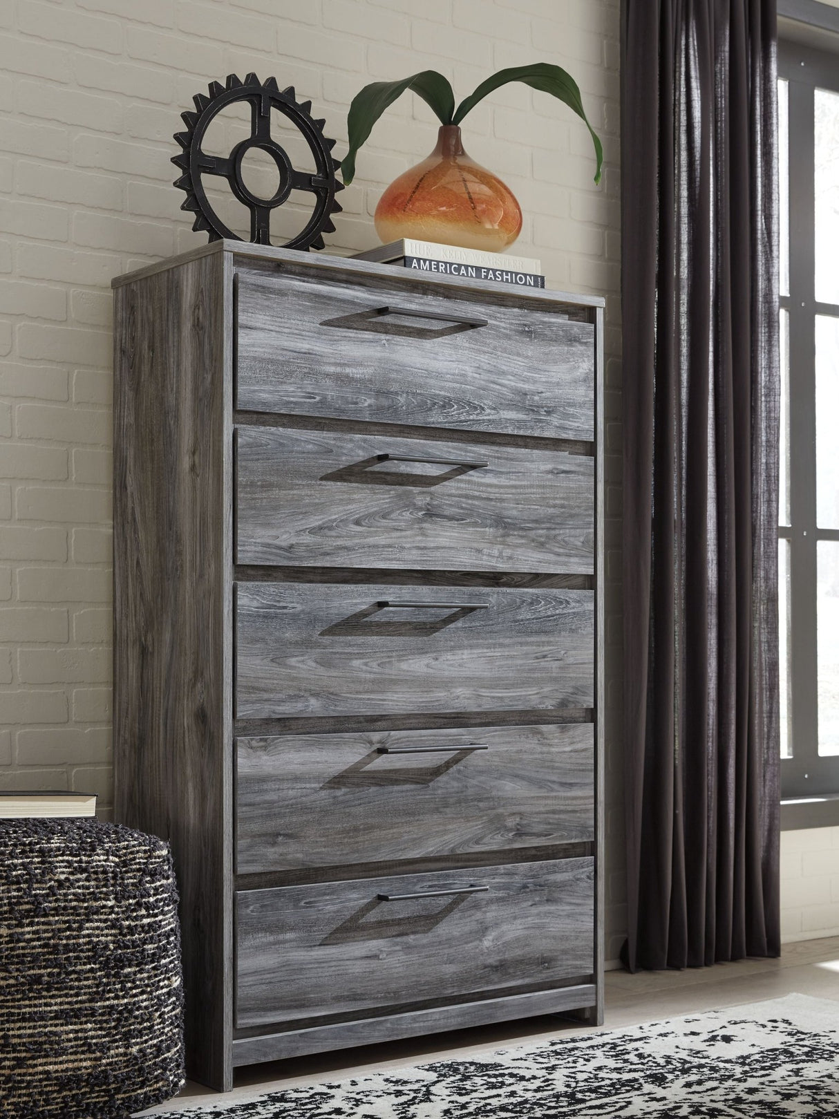 Baystorm - Gray - King Panel Bed With 4 Storage Drawers - 10 Pc. - Dresser, Mirror, Chest, King Bed, 2 Nightstands | Ashley