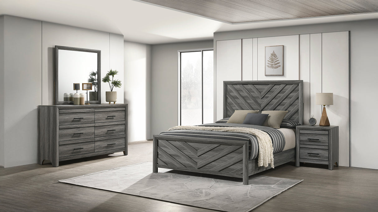 Denver Modern Style 4 Pc Full Bedroom Set Made with Wood in Gray (NJ INVENTORY)