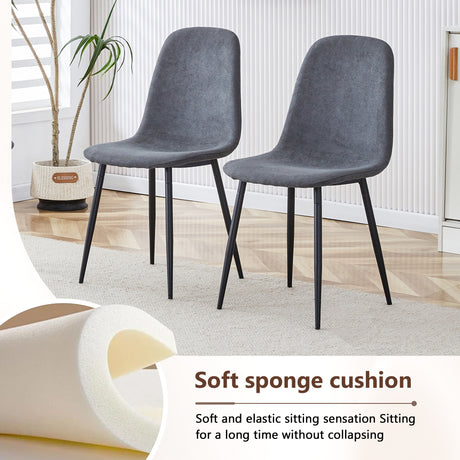 Table and chair set.64.5 x 35.4 Inch Stylish Black Wood Color Textured Dining Table.Paired with 6 Dark Gray Linen-Cotton Material High Resilience Dining Chair with Metal Leg. - sold by Home Elegance USA
