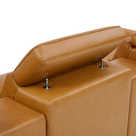 Leather Match Modular Sectional with Recliner Seat and Adjustable Headrest and Storage Console with Cup Holders - sold by Home Elegance USA