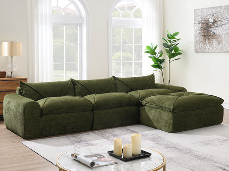 116'' Fully Compressed Sofa with High Density Foam, Integrated Backrest&Seat Cushion, Decorative Edging, Legless Design without Frame, No Assembly Required, Free Combination, Particle Chenille - sold by Home Elegance USA