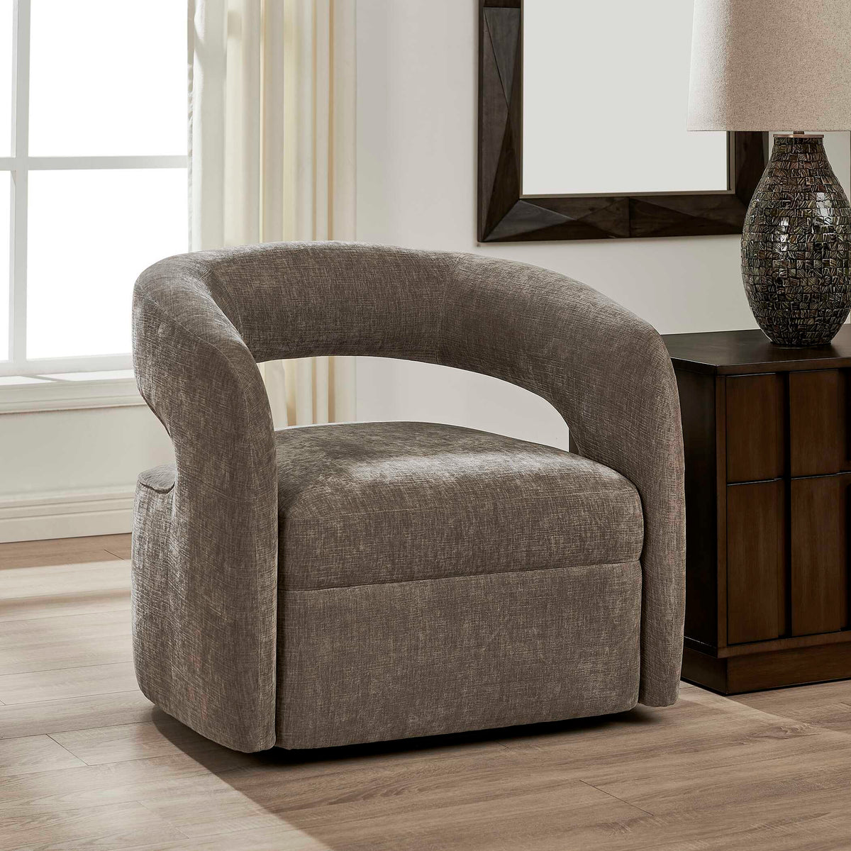 Breis Swivel Barrel Chair - Dark Gray by Uttermost - View 3