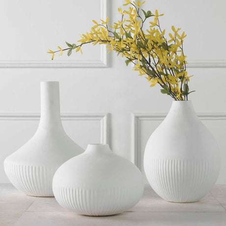 Apothecary Satin White Vases (Set of 3) by Uttermost - View 4