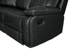 Home Theater Seating Manual Recliner with Cup Holder, Hide-Away Storage PU Reclining Sofa for Living Room, Home Theater, Black - Home Elegance USA