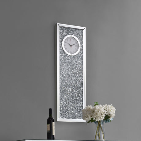 Wall Clock - Minette Crystal Inlay Rectangle Clock Mirror