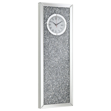 Wall Clock - Minette Crystal Inlay Rectangle Clock Mirror
