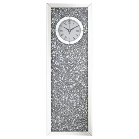 Wall Clock - Minette Crystal Inlay Rectangle Clock Mirror