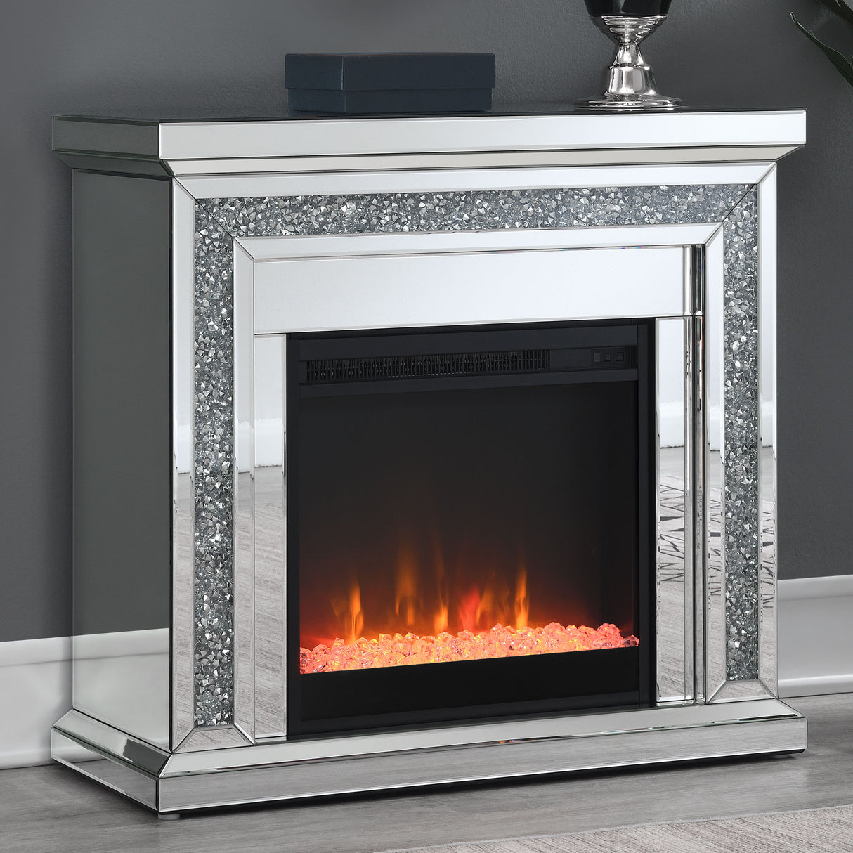 Electric Fireplace - Lorelai Rectangular Freestanding Fireplace Mirror