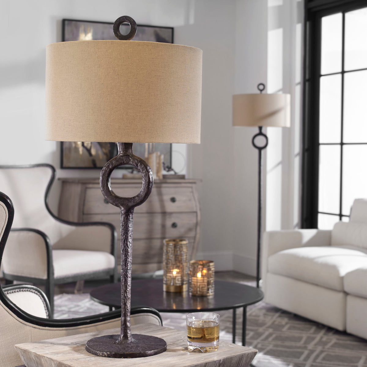 Ferro Cast Iron Table Lamp - Dark Brown / Beige by Uttermost - View 2