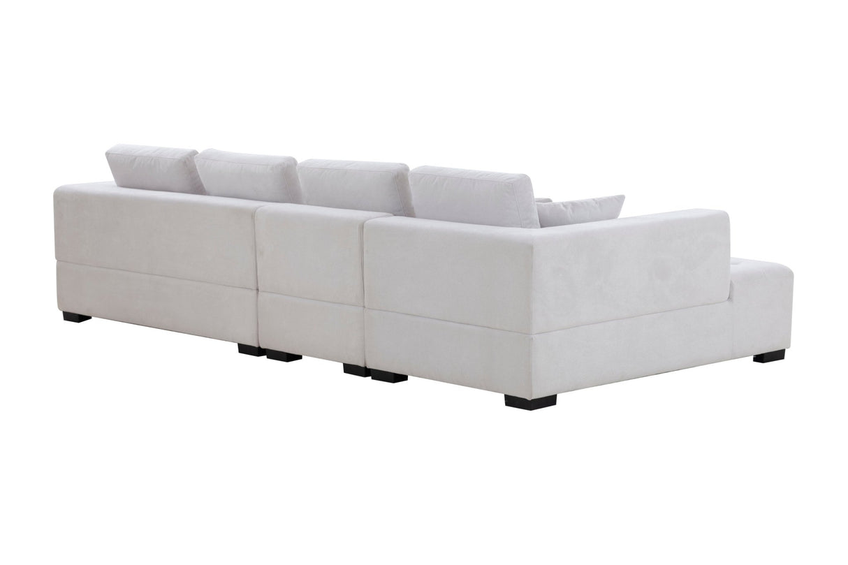 134'' Mid Century Modern Sofa L - Shape Sectional Sofa Couch Left Chaise for Living Room, Beige - W876S00053 - image - 4