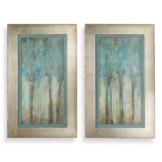 Whispering Wind Framed Art (Set of 2) - Blue / Light Brown by Uttermost - View 1