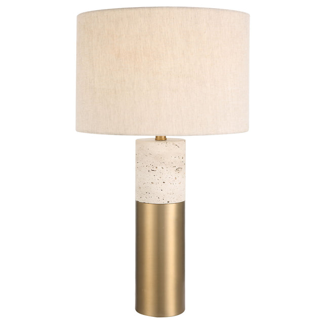 Gravitas Elegant Brass & Stone Lamp - White by Uttermost - View 1