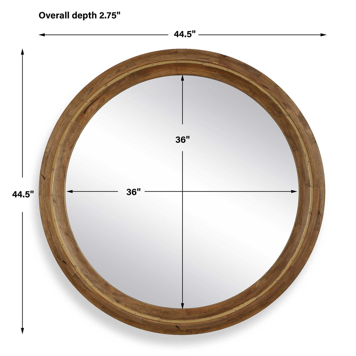 Frontier Round Wood Mirror Woodtone - Dark Brown by Uttermost - View 7