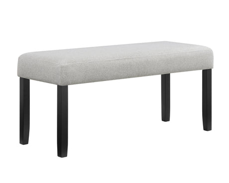 6pc Dining Set White Rectangular Marble-like Tabletop Dark-finished Base Upholstered Chairs Bench Soft Wooden Dining Room Furniture - sold by Home Elegance USA