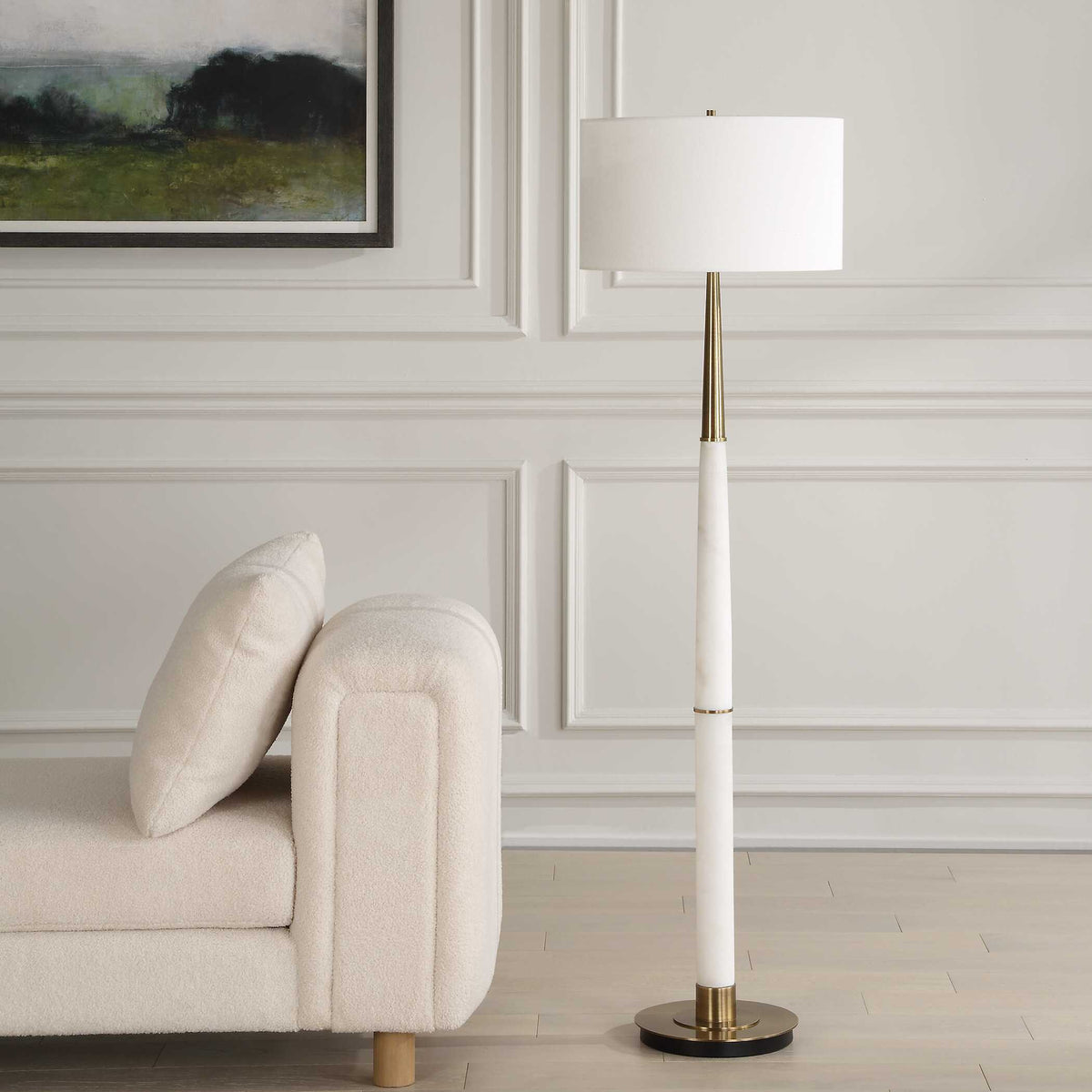 Faro White Marble Floor Lamp by Uttermost - View 3