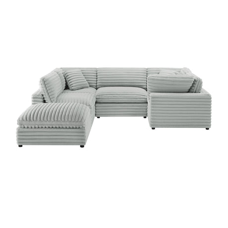Jenny 6-Piece Modular Sectional in Ultra Plush Gray Polyester Cord-Like Fabric - sold by Home Elegance USA