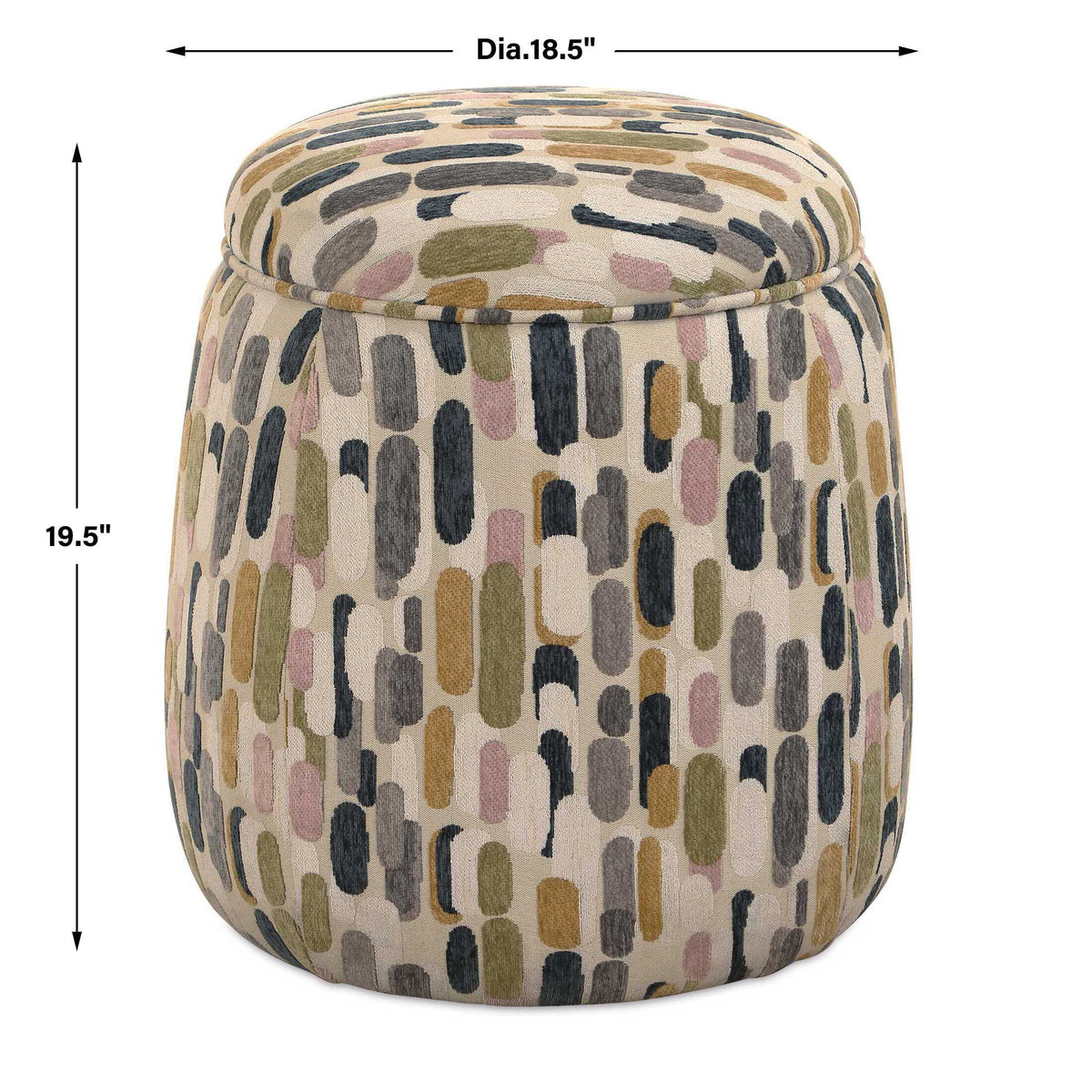 Arem Upholstered Multi-Color Ottoman Gray / Pink / White / Yellow - Gray / Beige by Uttermost - View 6