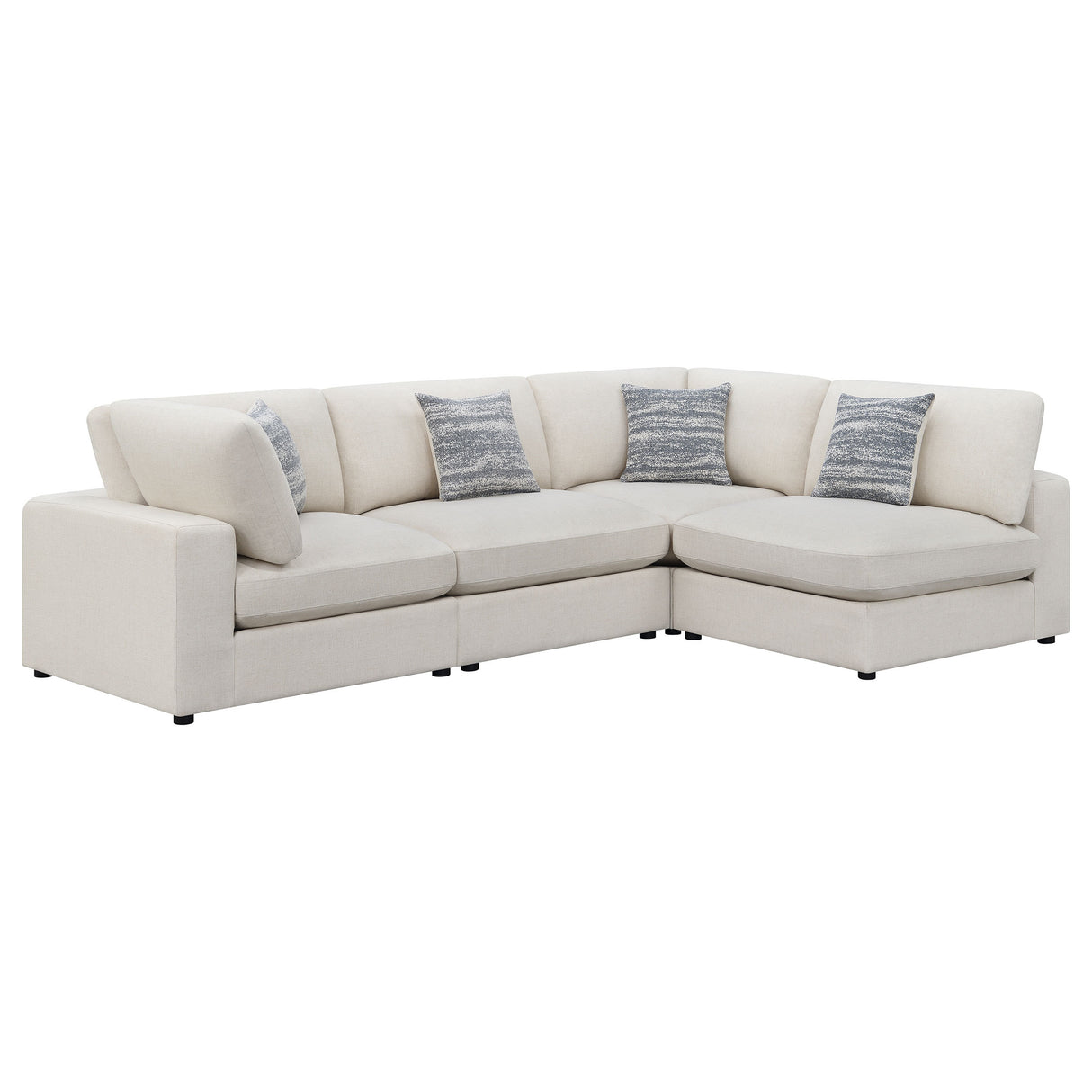 Rhette Beige 4-piece Upholstered Sectional with Reversible Cushions