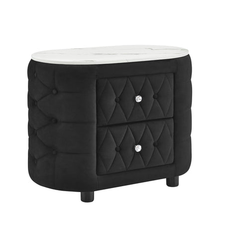 Luxurious Queen Size 3pc Bed Set Comfort Innovative Design Bed Deeply Tufted Headboard Upholstered Black Velvet Television Lift Built-in Electric Fireplace Bedroom Furniture 1x Bed 2x Nightstands - sold by Home Elegance USA